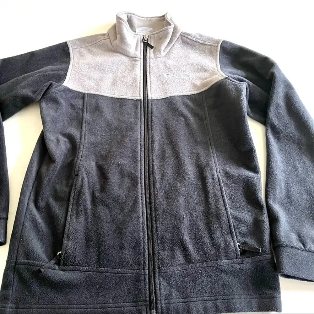 Columbia Boys Gray Thermal Reflective Polar Fleece Zip Sweatshirt Jacket 14/16